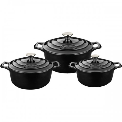 La Cuisine Black Enamel Cast Iron 6-piece Round Casserole Set