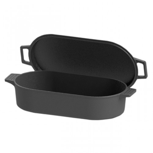 Bayou Classic Black Cast Iron 6-quart Oval Fryer With Griddle Lid