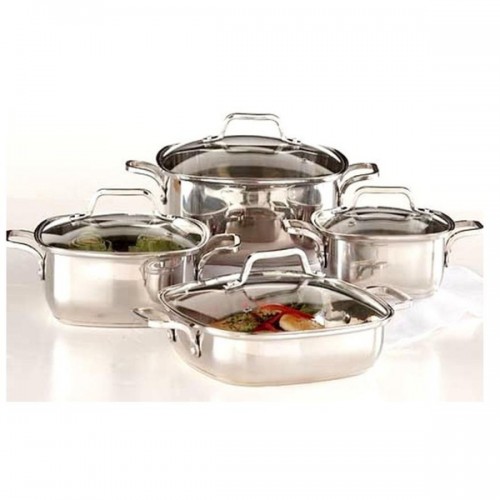 8-piece 18/10 Heavy Duty Stainless Steel Unique Square Cookware Set