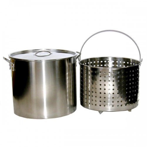 80-quart Stainless Steel Stock/ Brew Pot with Deep Steamer Basket and Lid