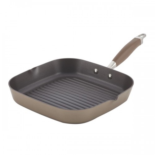 Anolon Advanced Bronze Hard-anodized Nonstick 11-inch Deep Square Grill Pan with Pour Spouts