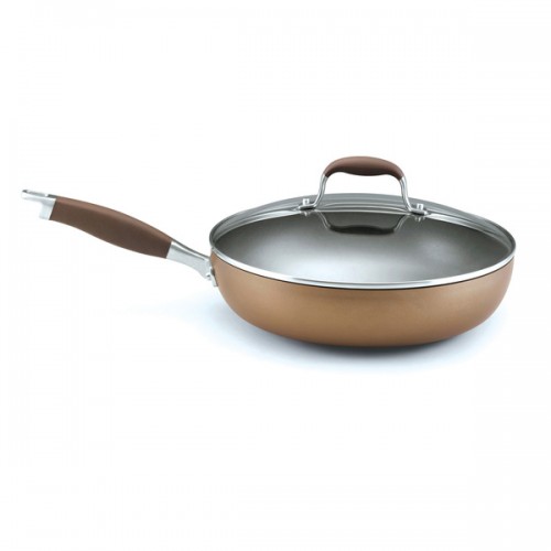 Anolon Bronze Hard-Anodized Nonstick 12-inch Covered Deep Skillet