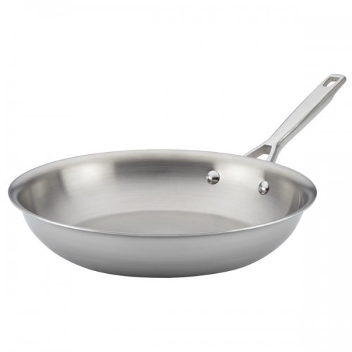 Anolon Tri-Ply Clad Stainless Steel French Skillet/Fry Pan, 12.75-Inch