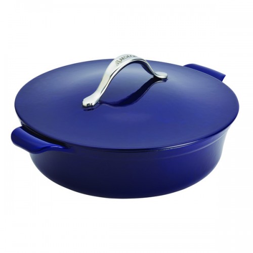 Anolon Vesta Cast Iron Cobalt Blue Cookware 5-quart Round Covered Braiser