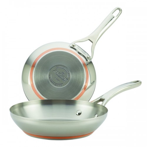 Anolon(r) Nouvelle Copper Stainless Steel Twin Pack 8-Inch and 9-1/2-Inch French Skillets