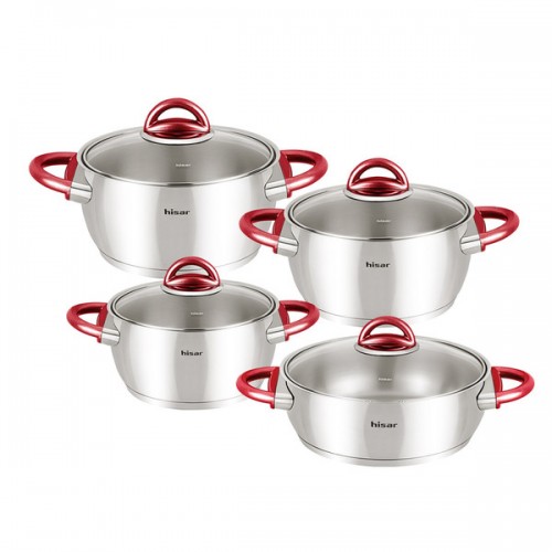 Bahama 8 Piece Stainless Steel Cookware Set - Red