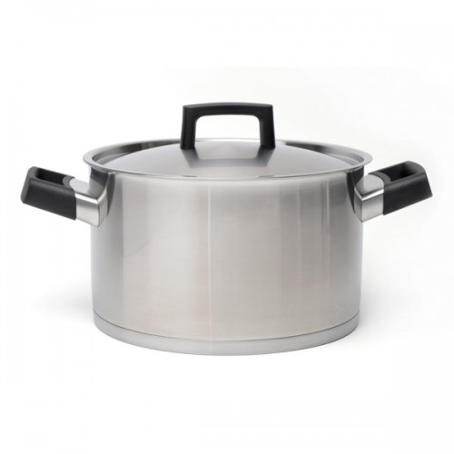 BergHOFF Ron 18/10 Silver and Black Stainless Steel 9.5-inch 6.8-quart Covered Stockpot