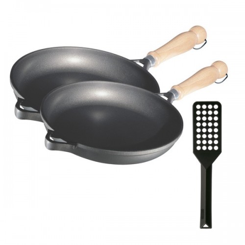 Berndes Tradition Fry Pan 3-piece Set Includes 9-1/2-Inch Skillet, 11-Inch Skillet, and Spatula