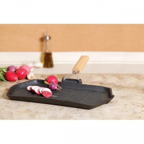 Cast Iron Griddle/ Grill with Wooden Handles