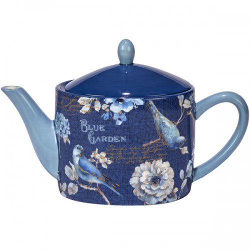 Certified International Indigold White/Blue Ceramic 36 oz. Teapot