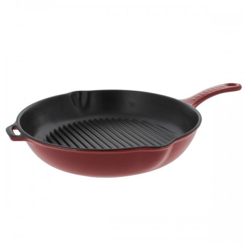 Chasseur 1.2-quart Red Round French Cast Iron Grill Pan