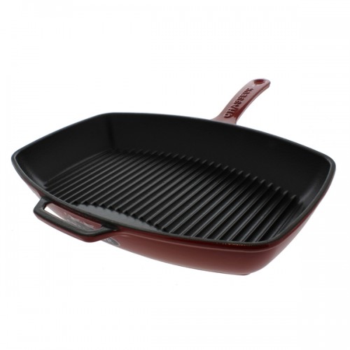Chasseur 1.75-quart Rectangular Red Cast Iron Grill Pan