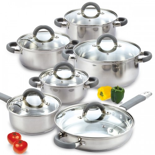 Cook N Home 02410 Silver 12-piece Stainless Steel Cookware Set