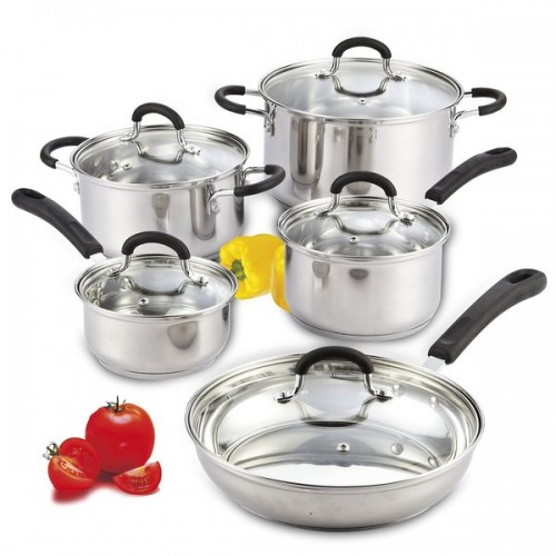 Cook N Home 10 Piece Stainless Steel Cookware Set with Encapsulated Bottom