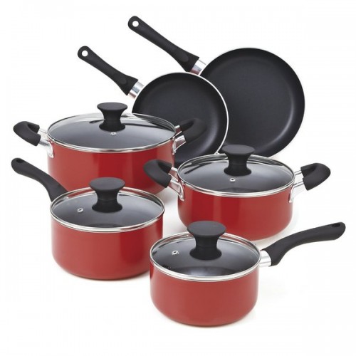 Cook N Home 10-piece Red Nonstick Cookware Set