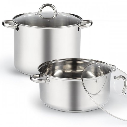 Cook N Home Stainless Steel 13-quart High Stockpot and Wide Low Stockpot With Lid (Set of 4 Pieces)