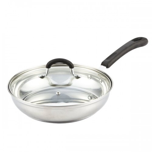 Cook N Home Silver Stainless Steel 10-inch Medium Saute Pan with Lid