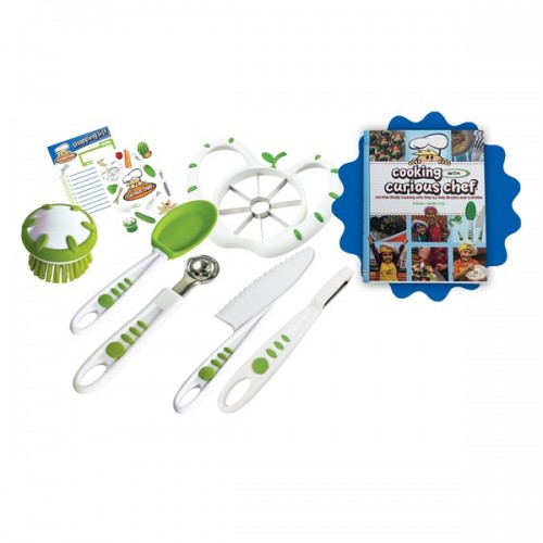 Cooking with Curious Chef Cookbook with 6-piece Fruit and Veggie Prep Kit Bundle
