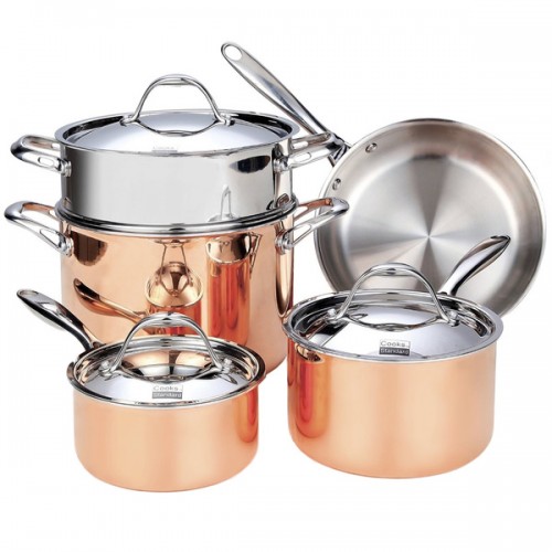 Cooks Standard NC-00389 8-Piece Multi-Ply Clad Copper Cookware Set