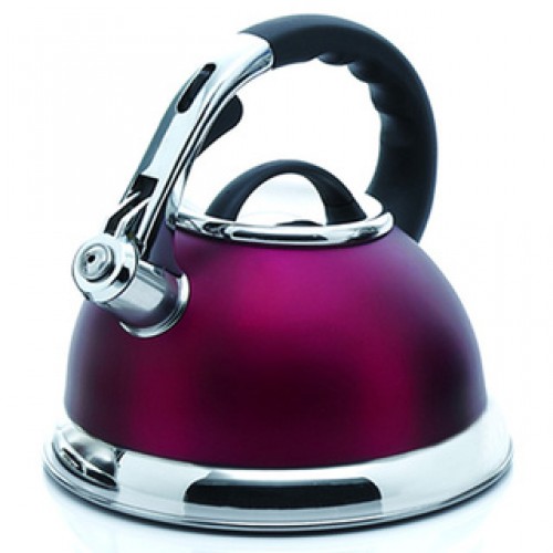 Creative Home Camille 3.0-quart Whistling Stainless Steel Opaque Cranberry Tea Kettle