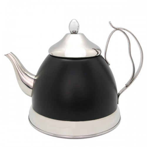 Creative Home Nobili-Tea 2.0 Qt Tea Kettle/Tea Pot w/Stainless Steel Infuser Basket - Opaque Black
