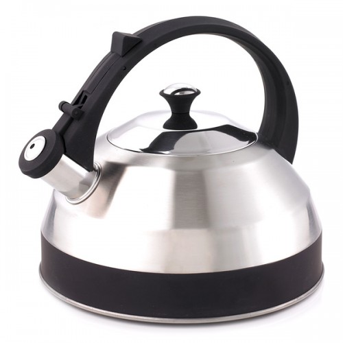 Creative Home Steppes 2.8 Qt Whistling Stainless Steel Tea Kettle - Black Handle/Black Band