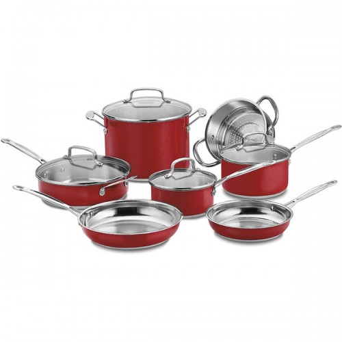 Cuisinart 11 Piece Chef's Classic Stainless Color Series Set, Red