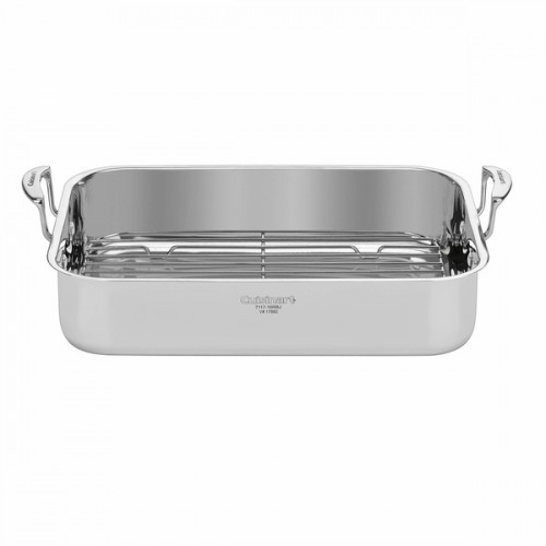Cuisinart 16-inch Stainless Steel Roaster with Rack, Riveted, Stainless Steel Handles