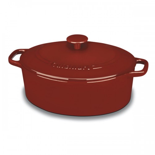 Cuisinart Red Perpchefs 5.5-quart Oval CVD Classic Enameled Cast Iron Casserole Cookware