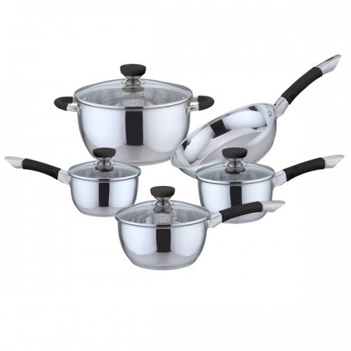 Culinary Edge 9 Piece Stainless Steel Cookware Set, Black