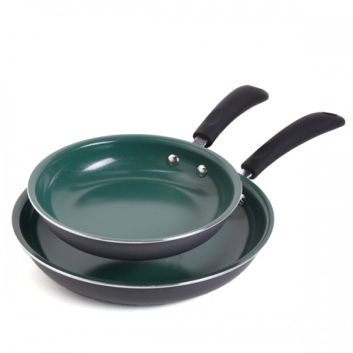 Ecofriendly 2-piece Green Ceramic Nonstick Fry Pan Set