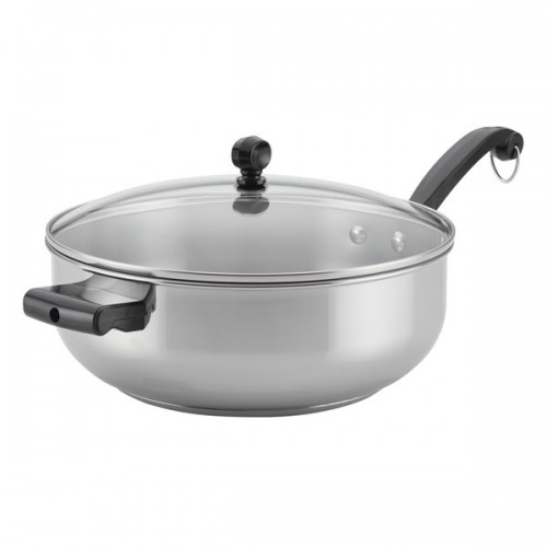 Farberware Classic Stainless Steel Cookware Covered Chef Pan, 6-Quart, with Helper Handle