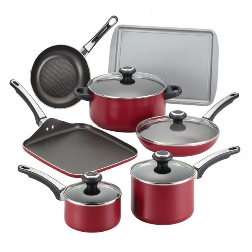 Farberware High Performance Nonstick Aluminum 17-piece Red Cookware Set