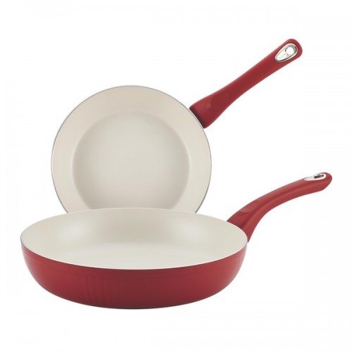 Farberware New Traditions Aluminum Nonstick 8-inch and 10-inch 2-piece Red Skillet Set