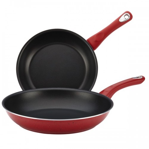 Farberware New Traditions Speckled Aluminum Nonstick 9 1/4-inch and 11 1/2-inch 2-piece Red Skillet Set