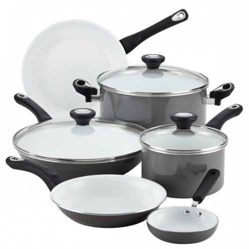 Farberware PURECOOK(tm) Grey Ceramic Nonstick Cookware 12-Piece Cookware Set