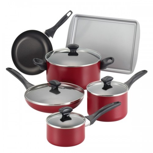 Farberware Dishwasher Safe Nonstick 15-piece Red Cookware Set