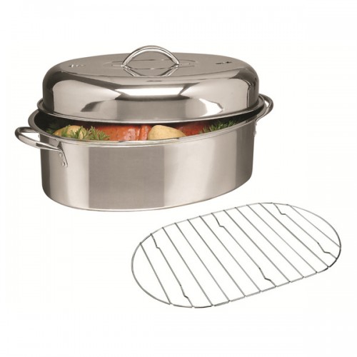 Gibson Home 16-inch Oval Roaster with Lid Rack