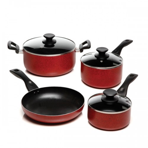 Gibson Telford Red 7 piece Cookware Set