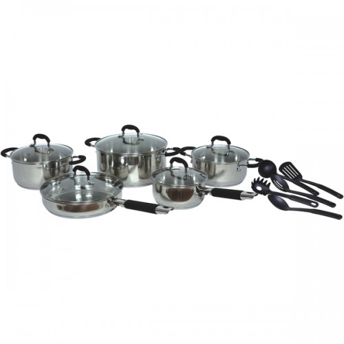 Gourmet Chef Stainless Steel 15-piece Cookware Set Black or Red