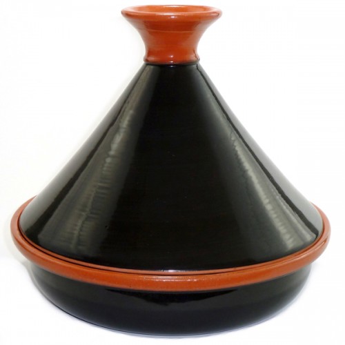 Hand-painted 12-inch Black Cookable Tagine (Tunisia)