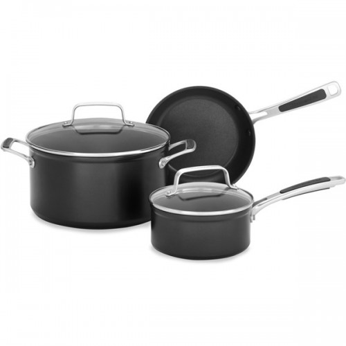 KitchenAid Hard Anodized Nonstick 5-Piece Cookware, Set A in Midnight Black