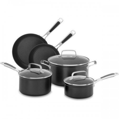 KitchenAid Hard Anodized Nonstick 8-Piece Cookware Set in Midnight Black