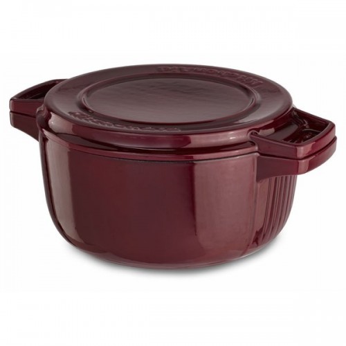 KitchenAid KCPI40CRRR Royal Red Cast Iron 4-quart Professional Casserole Cookware