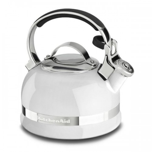 KitchenAid KTEN20SBWH White Stainless Steel 2-quart Kettle With Full Handle and Trim Band