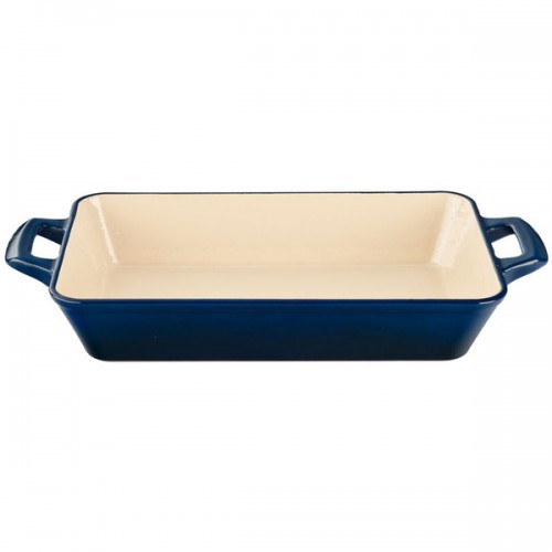 La Cuisine Blue Enamel Finish Medium-deep Cast-iron Roasting Pan
