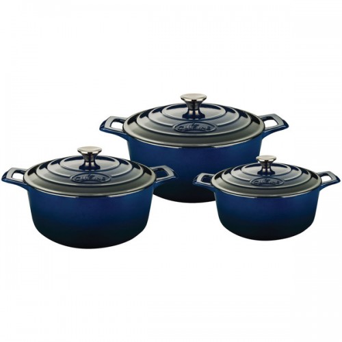 La Cuisine PRO Blue Enamel/Cast Iron 6-piece Round Casserole Set