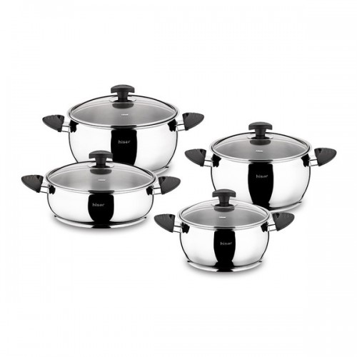 Lisbon 8 Piece Stainless Steel Cookware Set - Black