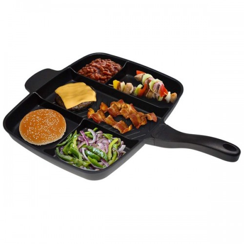 Black 15-inch MasterPan Non-Stick 5 Section Grill/Fry/Oven Meal Skillet