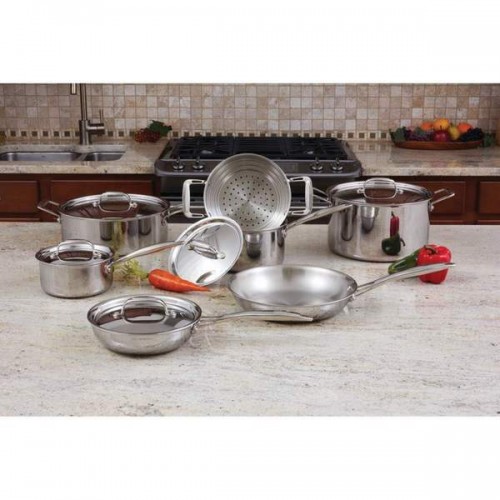 Maxam Silvertone Stainless Steel 12pc 3-Ply Clad Cookware Set